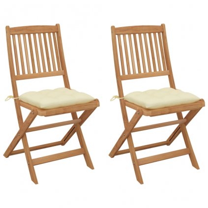 Skládací zahradní židle Campo s poduškami - masivní akáciové dřevo | 2 ks