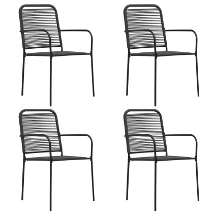 Zahradní židle Sunken bavlněné provázky a ocel - 4 ks | černé