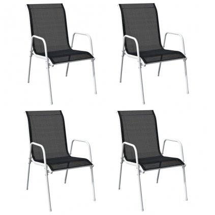 Stohovatelné zahradní židle Beyond - 4 ks - ocel a textilen | černé