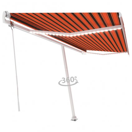 Automatická markýza Kross - LED a senzor větru - 500x300 cm | oranžovohnědá