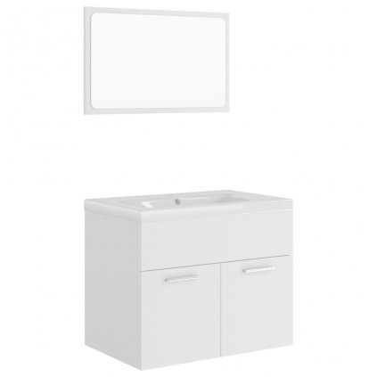 Set koupelnového nábytku - s umyvadlem - větší zrcadlo - dřevotříska | bílý