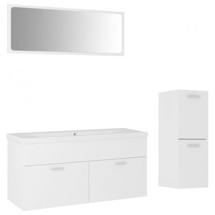 Set koupelnového nábytku III - umyvadlo + zrcadlo 100 cm - dřevotříska | bílý
