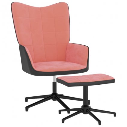 Relaxační křeslo Assiah se stoličkou | růžové