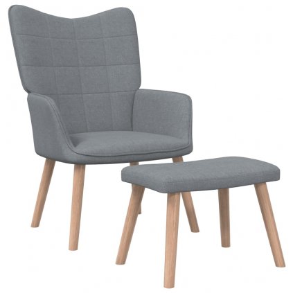 Relaxační křeslo Hutton se stoličkou - textil | světle šedé