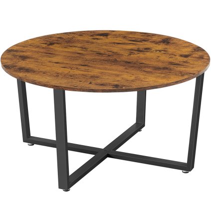 Kulatý konferenční stolek Toreveg - 88x47 cm | rustikální hnědá a černá