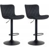 Barové židle Millom - 2 ks - samet | černé