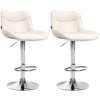 Barová židle Vonore - 2 kusy - syntetická kůže - chrom noha | krémová