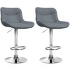 Barová židle Vonore - 2 kusy - syntetická kůže - chrom noha | šedá