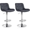 Barová židle Vonore - 2 kusy - samet - chrom noha | černá