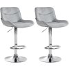 Barová židle Vonore - 2 kusy - samet - chrom noha | šedá
