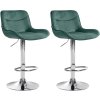 Barová židle Vonore - 2 kusy - samet - chrom noha | zelená
