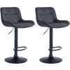 Barová židle Vonore - 2 kusy - samet - černá noha | černá