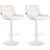 Barová židle Vonore - 2 kusy - samet - bílá noha | krémová