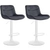 Barová židle Vonore - 2 kusy - samet - bílá noha | černá