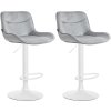 Barová židle Vonore - 2 kusy - samet - bílá noha | šedá