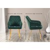 Jídelní židle Monett - samet - zlaté nohy | zelená