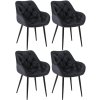 Jídelní židle Tanna - 4 kusy - samet | černá