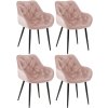 Jídelní židle Tanna - 4 kusy - samet | růžová