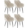 Jídelní židle Tanna - 4 kusy - samet | krémová