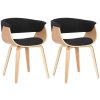 Jídelní židle Bruce - 2 kusy - ohýbané dřevo - látka | natura/černá