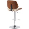 Barová židle Clawson - imitace kůže - chromová noha | ořech/krém