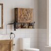 Koupelnová skříňka s držákem na fén VASAGLE BBK123B01 – 30×15×10 cm | černá / vintage hnědá