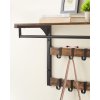 Nástěnný věšák VASAGLE LCR101B01 s poličkou a 12 háčky - 65x30x42 cm | hnědý a černý