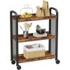 Pojízdný vozík / regál do kuchyně VASAGLE LRC66BX se 3 policemi - 66x26x85 cm | hnědá a černá