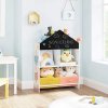Dětská knihovna / úložný regál Kalven ve tvar domku - barevný |   65x26,5x90 cm