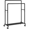 Věšák Vennesla na kolečkách - 2 tyče - černá | 162x100x59 cm