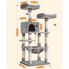 Škrabadlo pro kočky / strom FEANDREA PCT15W - 143 cm vysoké | světle šedé
