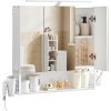 Koupelnová skříňka se zrcadlem a LED světlem VASAGLE BBK124W14 – 70×14,5×70 cm | bílá