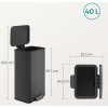 Odpadkový koš SONGMICS LTB540B4002 - 40 litrů, ocel, nášlapný pedál, soft close | černý
