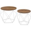 Sada 2 konferenčních stolků Sulesund - 50x40 cm, 40x36 cm | bílá a hnědá