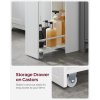 Specifications:   Colour: White Material: MDF (Medium Density Fibreboard) Overall Product Size: 15.7"D x 7"W x 27.5"H (40 x 18 x 70 cm) Product Weight: 19 lb (8.6 kg) Overall Max. Static Load Capacity: 22 lb (10 kg)