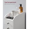 Specifications:   Colour: White Material: MDF (Medium Density Fibreboard) Overall Product Size: 15.7"D x 7"W x 27.5"H (40 x 18 x 70 cm) Product Weight: 19 lb (8.6 kg) Overall Max. Static Load Capacity: 22 lb (10 kg)