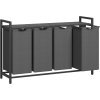 Koš na prádlo s poličkou VASAGLE BLH401G01 - 4x 40 litrů, 72x116x33 cm | černá/šedá