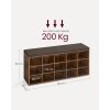 Botníková lavice Vestisen pro 15 párů bot - hnědá | 105x30x48 cm