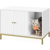 Kočičí toaleta/ skříňka FEANDREA PCL007W01V1 - 80x50x55 cm - se škrabadlem | bílá