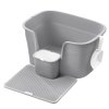 Extra velký záchod pro kočky s předložkou PPT003G01 - 76x64x33 cm | šedý
