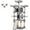 Kočičí škrabadlo / strom FEANDREA PCT18W - 172 cm vysoké | světle šedé