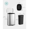 Odpadkový koš Loten - 50 litrů - nerezová ocel, nášlapný pedál, soft close - stříbrný | 65x42,5x32 cm