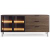 Komoda 2D3S Lumi s LED podsvícením - černá a dub dunin | 181,3x82,6x39,3 cm