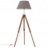 Stojací lampa Berea - masivní teakové dřevo - 141 cm | hnědá a šedá