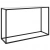 Konzolový stolek Dhalls - tvrzené sklo - 120x35x75 cm | bílý