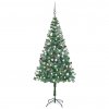 Umělý vánoční stromek pokrytý námrazou LED a sada stříbrných koulí | 180 cm