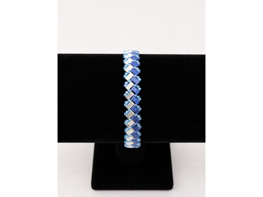 Miyuki náramek BLUE CRYSTAL TILA – ručně šitý