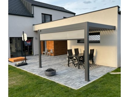 Bioklimatická pergola INTRO PLUS 4x3 m, hliník - do stěny