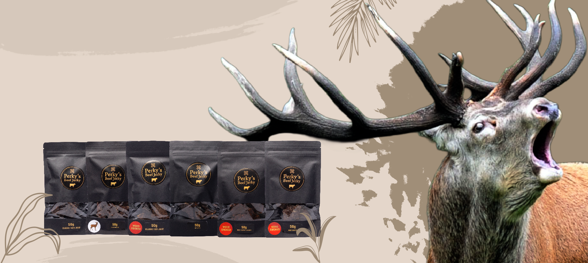 Perky's Jerky - Jelen a produktové fotografie