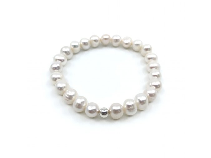 Perlový náramek z bílých perel buton